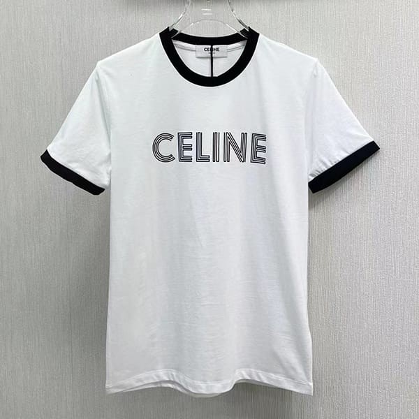 速達発送セリーヌ コットンジャージー ルーズ 半袖 Tシャツ 偽物 2色 Ceh33559